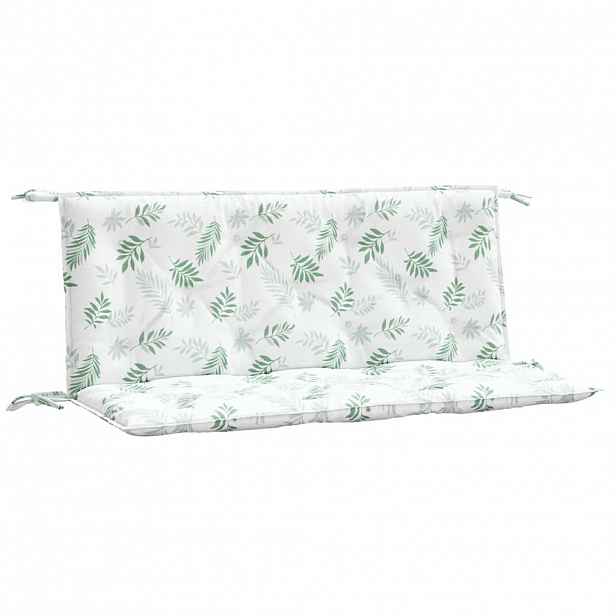 vidaXL Podušky na zahradní lavici 2 ks vzor listů 120x50x7 cm textil