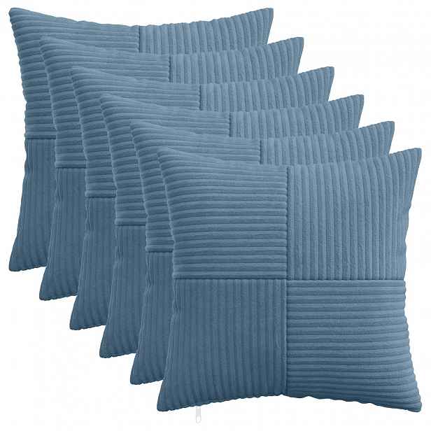 vidaXL Povlak na polštář 6 pcs ALMELO Modrá 30 x 30 cm manšestr
