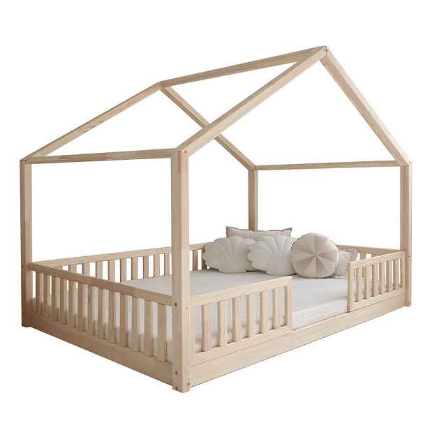 Petits-meubles DOMEČKOVÁ POSTEL 140/200 Roxane Přírodní dřevo