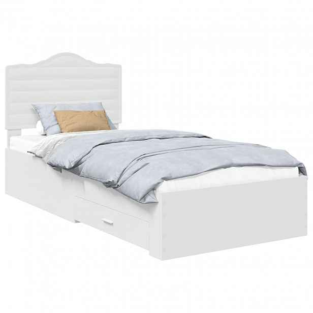 vidaXL Rám postele se zásuvkou Bílá 90 x 190 cm Kompozitní dřevo