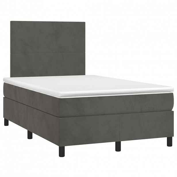 vidaXL Box spring postel s matrací tmavě šedý 120x190 cm samet