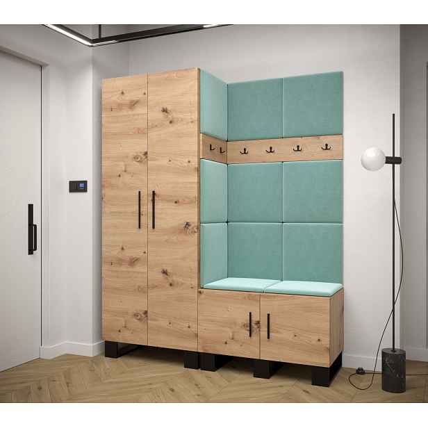 Předsíňová sestava RUMIE 2 - dub artisan, mátové panely