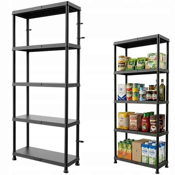 Skladový regál garáž sklep spíž 5 Polic 175x74x32 cm 125 kg plast