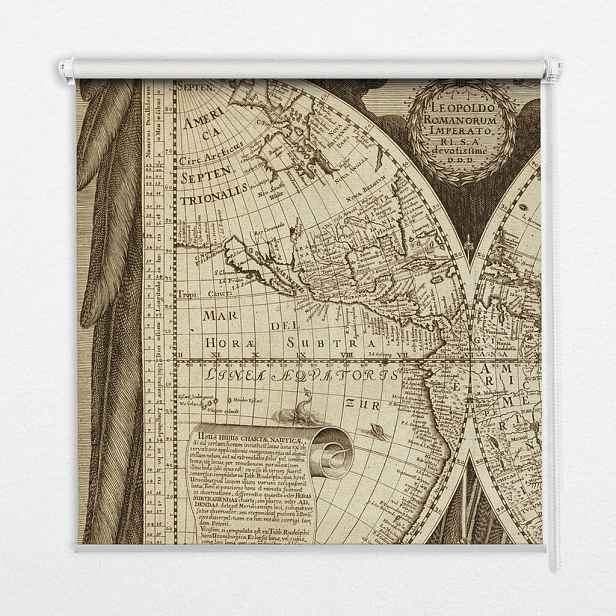 TULUP VNITŘNÍ roleta - okenní roleta - roleta - 60x140 cm - Mapa starého světa