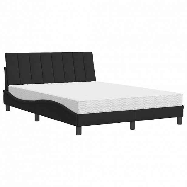 vidaXL Postel s matrací Hanko černá 140 x 200 cm samet