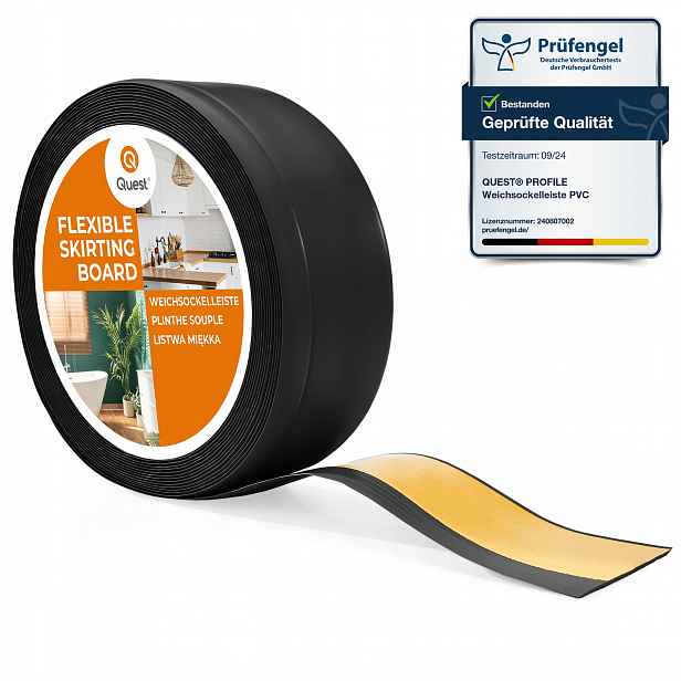 Pvc podlahová lišta samolepicí soklová 70x20 mm černá, 15 m