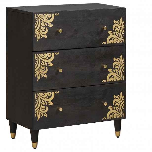 vidaXL Servírovací skříň Černá 60 x 33 x 75 cm Masivní mangové dřevo