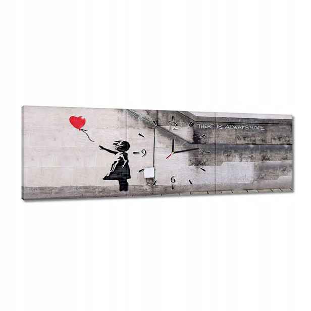 Hodiny 90x30 Banksy Dívka Balónek