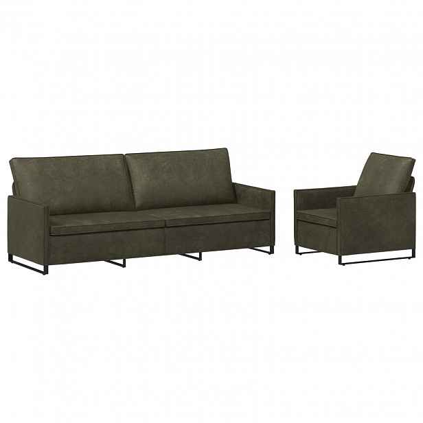 vidaXL Set pohovek 2 pcs Armádně zelená Umělý semiš