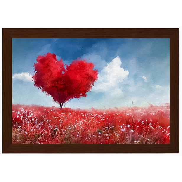 Plakát Rámeček Dřevo Červené Srdce Dřevo Láska Romantismus 60x40