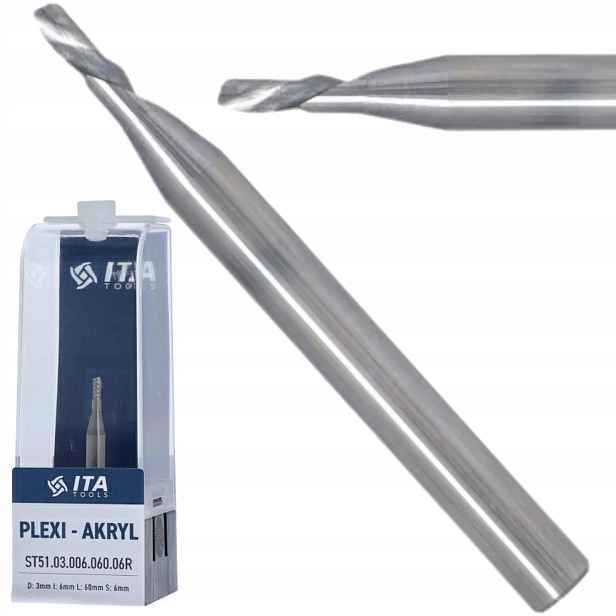 Fréza Vhm Z1 D=3 I=06 L=60 S=6 Re Plexi Akryl Ita Tools ST51.03.006.060.06RE