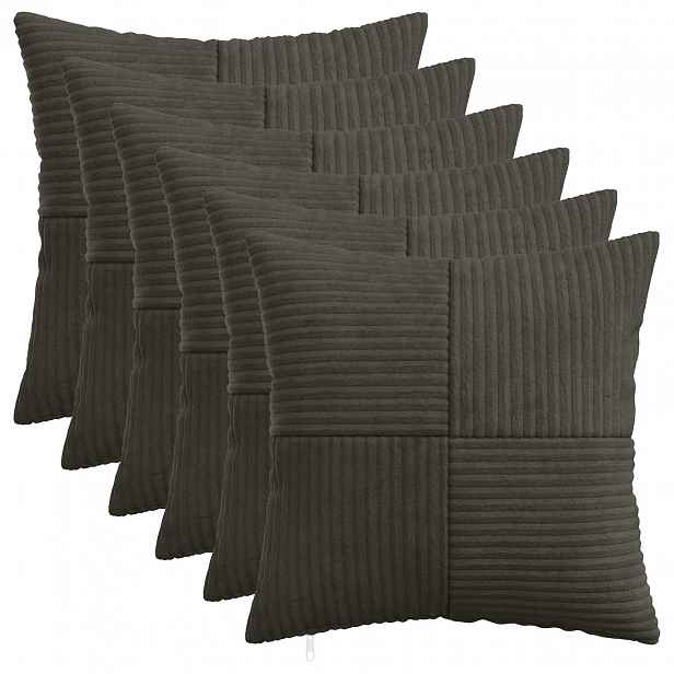 vidaXL Povlak na polštář 6 pcs ALMELO Antracitová 30 x 30 cm manšestr