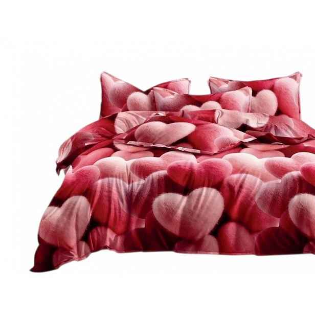 Povlečení 3D Bavlněný satén 200×220 cm – 4 prvky – Srdce-Fashion Home
