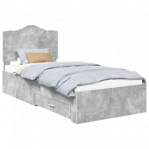 vidaXL Rám postele s čelo Betonově šedá 90 x 190 cm Kompozitní dřevo