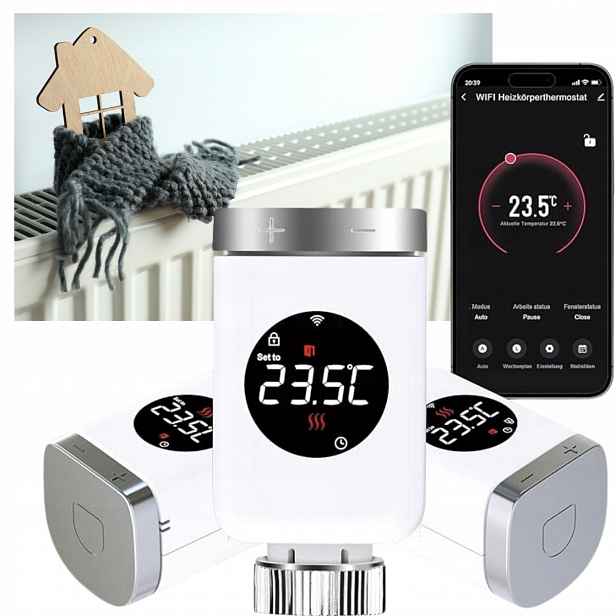 3x Termostatická Hlavice na radiátor Smart, ovládání aplikací