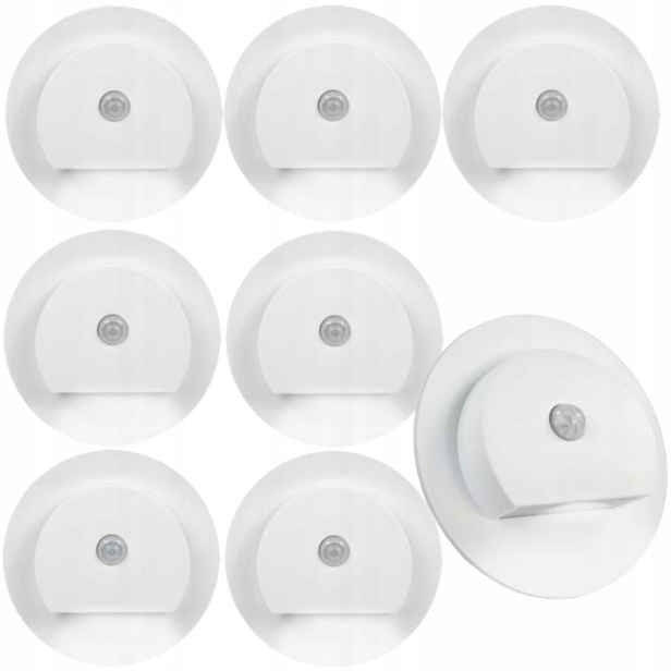 8 X Bílá Led Schodišťová Lampa, Schodišťové Osvětlení, Senzor Pohybu Soumraku