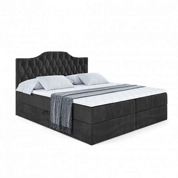 ALTDECOR AMERICKÁ postel s matrací H3 a roštem – VILA-1 – 180 × 200 cm, černá