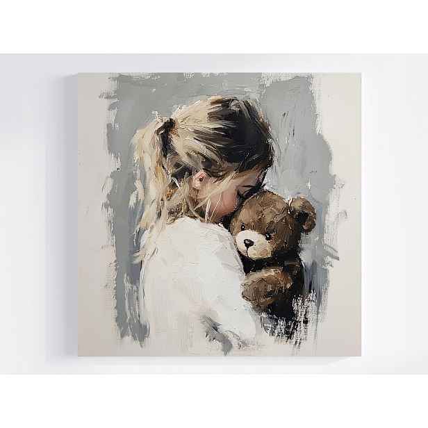 Obraz Na Plátně Canvas Portrét Dítěte Dívka Plyšový Medvídek 50x50