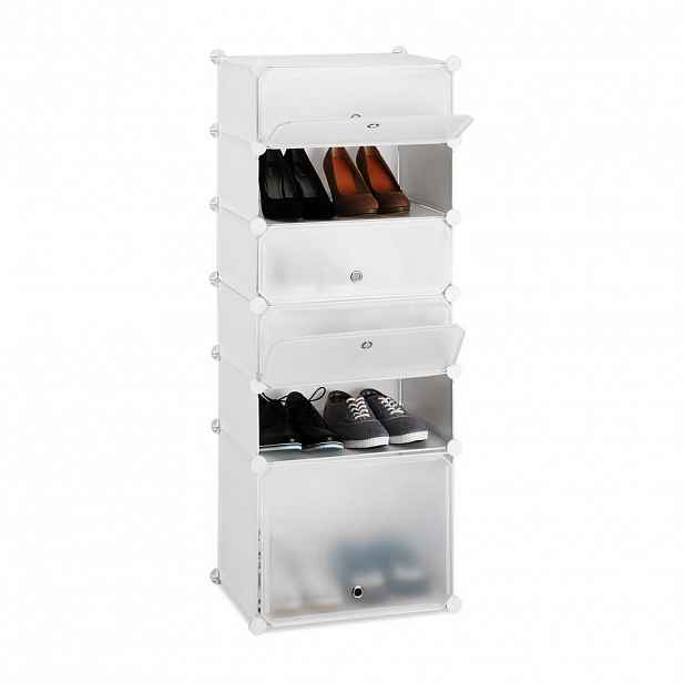Relaxdays BOTNÍK Bílý plast modulární 6 přihrádek 126 cm