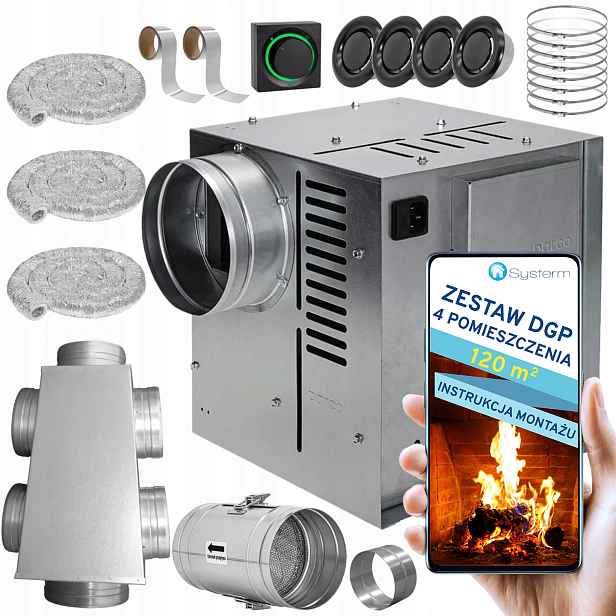 Krbová Turbína Krbový ventilátor Set Dgp 4 místnosti 120 m2