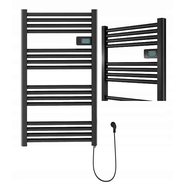 Elektrický Radiátor Do Koupelny Černý 500W Radiátor, Programátor, 3 Režimy