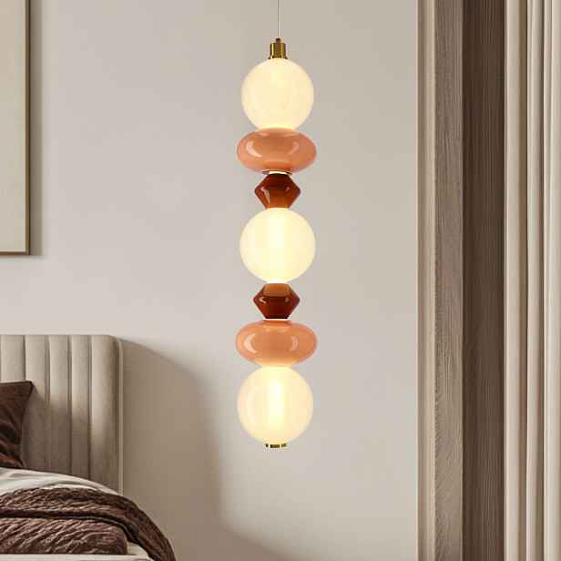 FLORES lampa wisząca mosiężny+brązowy+pomarańczowy 20W LED 3000K klosz biały