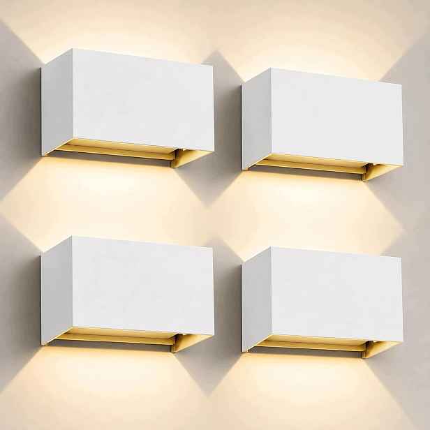 Kingwen 4x Led nástěnné svítidlo 20W 3000K IP65 bílá horní část