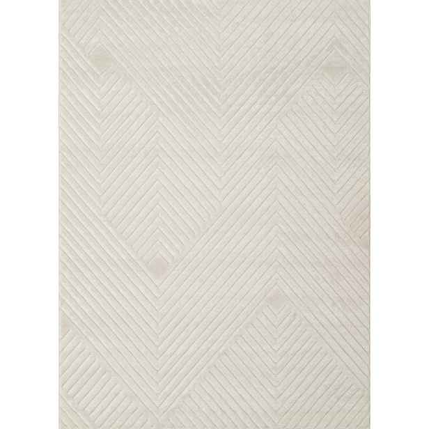 Koberec bílý do obývacího pokoje, moderní vyřezávaný vzor s jedličkou 80 x 150 cm