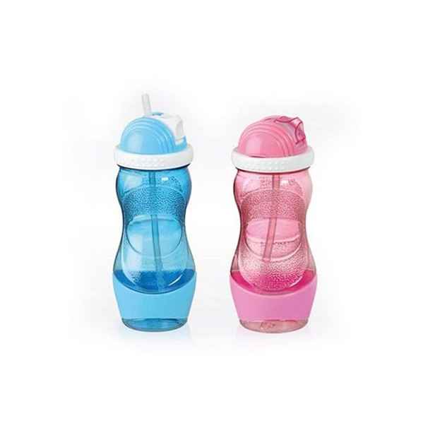 láhev 0,4l KÓNICKÁ, silik.brčko, 2barvy, (KNK) plast