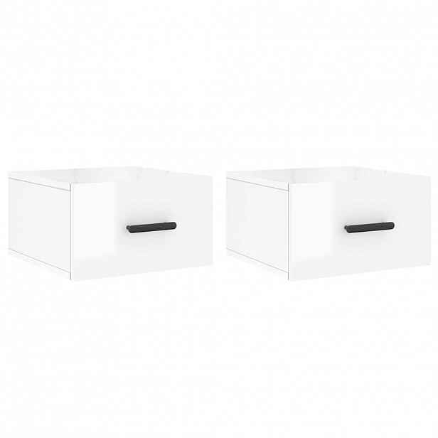 vidaXL Nástěnné noční stolky 2 ks bílé s vysokým leskem 35x35x20 cm