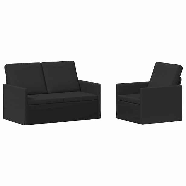 vidaXL Set pohovek 2 pcs Černá Textil