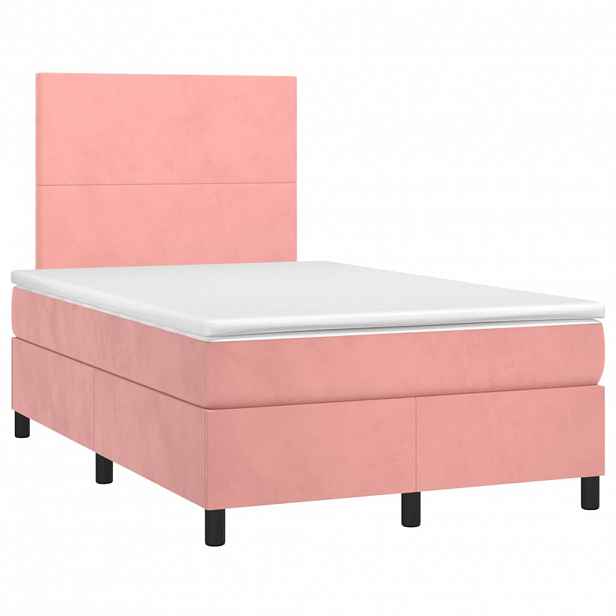 vidaXL Box spring postel s matrací růžová 120x190 cm samet