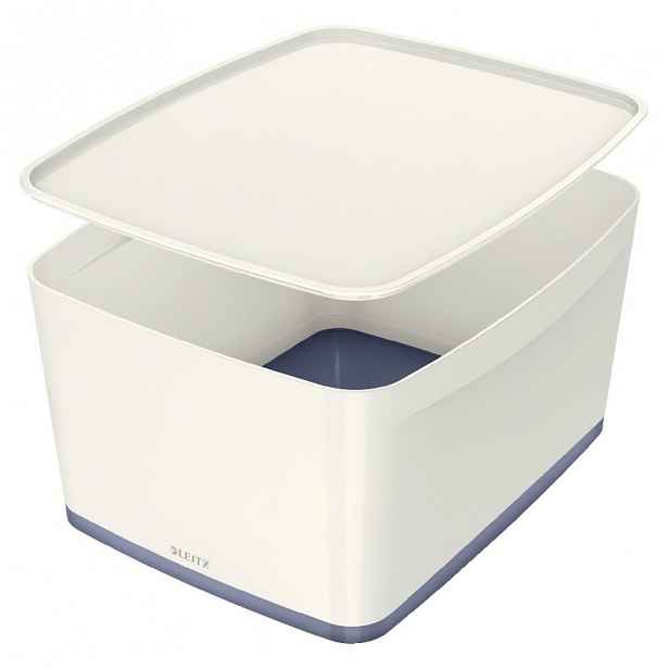 Bílý úložný box s víkem Leitz Office, objem 18 l