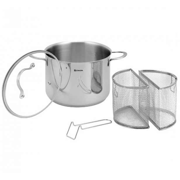 Hrnec na vaření těstovin, se 2 košíky, nerez, 22cm/6L - Zokura