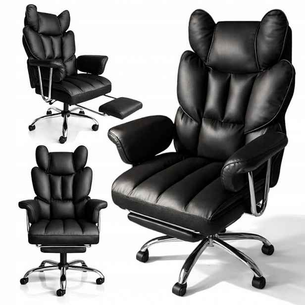 Kancelářská otočná židle Relax Pro s podnožkou černá ekokůže KO50CZ