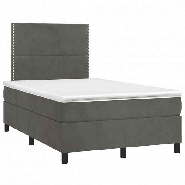 vidaXL Box spring postel s matrací tmavě šedý 120x190 cm samet