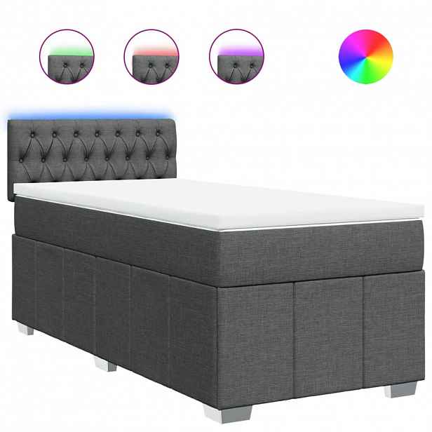 vidaXL Box spring postel s matrací tmavě šedá 90x190 cm textil