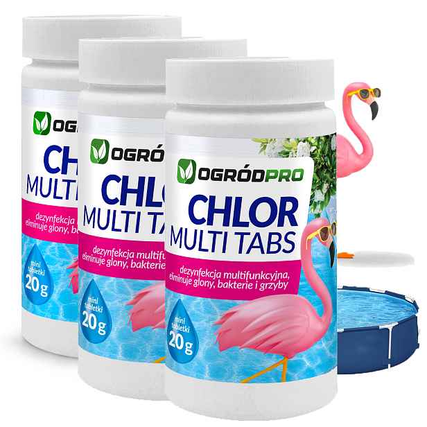 3x Chlor modré tablety chemie do bazénu Multi Tabs 150x20g