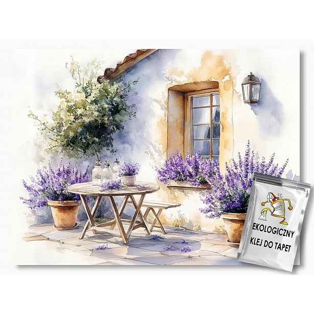 Vliesová fototapeta Krajina Provence Dům Zahrada Levandule 416x254 130g