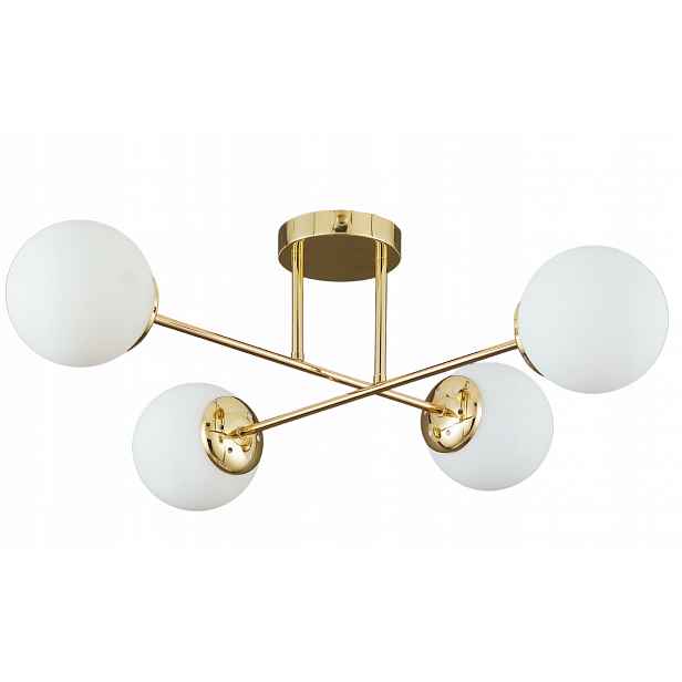 Zlatá závěsná lampa Stropní lustr Bílé Led koule E27 Značková Elegance