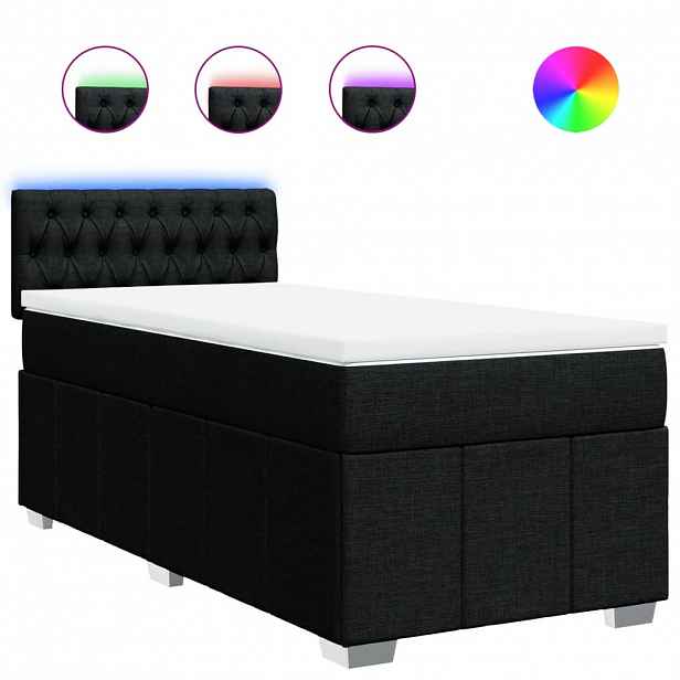 vidaXL Box spring postel s matrací černá 90x190 cm textil