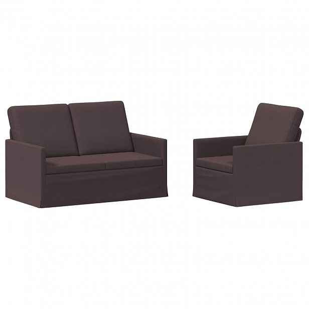 vidaXL Set pohovek 2 pcs Tmavě hnědá Textil