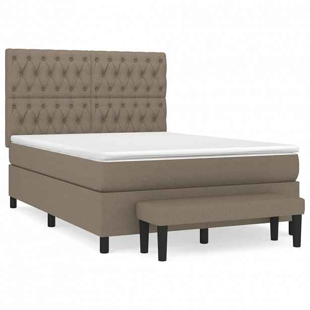 vidaXL Box spring postel s matrací taupe 140x190 cm textil