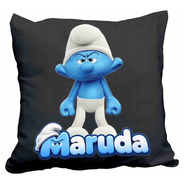 Polštář Černý The Smurfs Smerfy Šmoula Mrzout Dárek Dárek Jméno