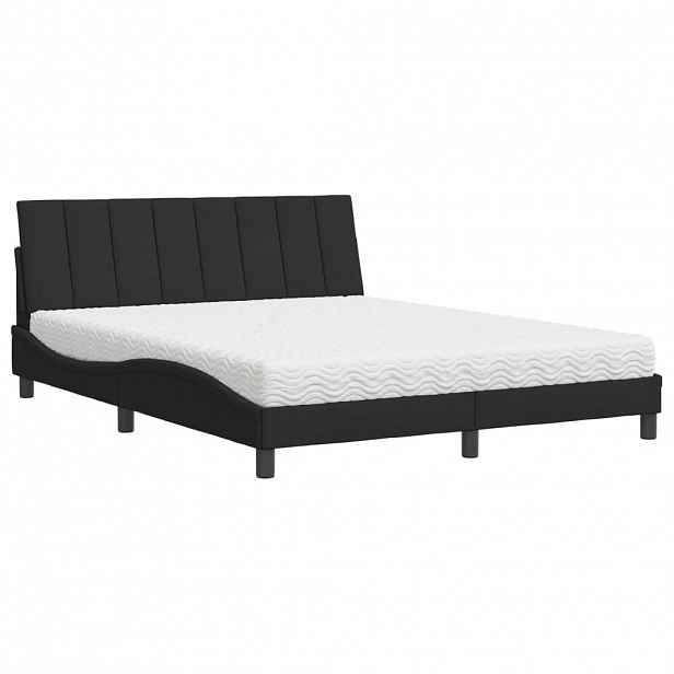 vidaXL Postel s matrací Hanko černá 160 x 200 cm samet
