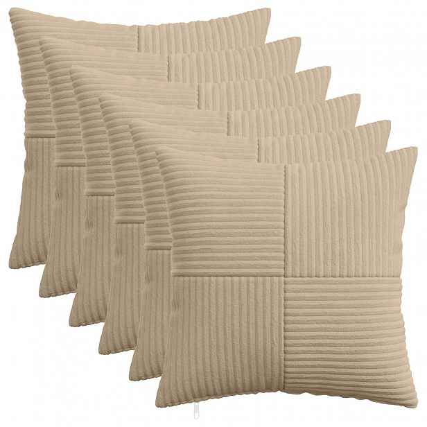 vidaXL Povlak na polštář 6 pcs ALMELO Taupe 30 x 30 cm manšestr