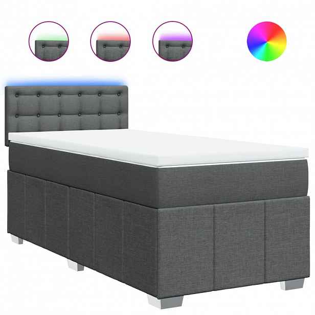 vidaXL Box spring postel s matrací tmavě šedá 90x190 cm textil