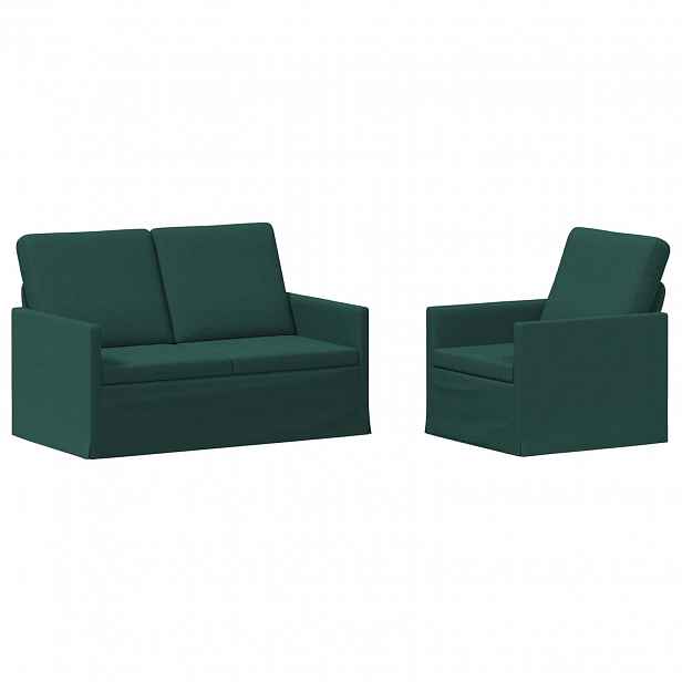 vidaXL Set pohovek 2 pcs Tmavě zelená Textil