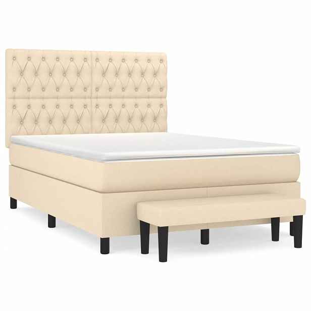 vidaXL Box spring postel s matrací krémová 140x190 cm textil
