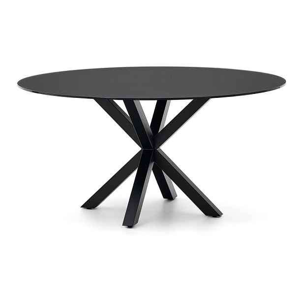 Černý kulatý jídelní stůl se skleněnou deskou ø 150 cm Argo – Kave Home